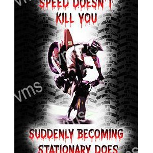 Tire tread with message about sudden stops causing accidents.