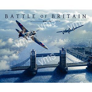 Spitfire and Lancaster planes fly over Tower Bridge during the Battle of Britain.