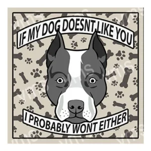 A cartoon dog with a humorous message about liking people.