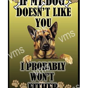 A dog with a humorous warning about fitting in.