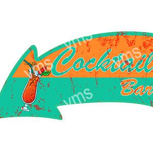 A vintage neon sign for a cocktail bar with a tropical drink illustration.