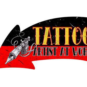 Logo featuring a tattoo machine with the text 'TATTOO' and 'FINEST AT WORK'.