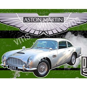 Classic silver Aston Martin DB5 parked with smoke around it.