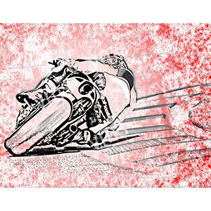 BSK001 - Bike Sketch Red - 18"x12"