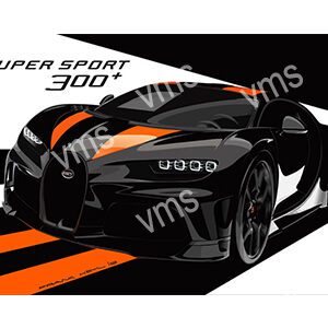 Sleek black and orange sports car with aggressive design and sharp headlights.
