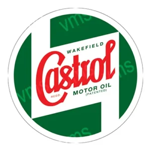 Vintage Castrol Motor Oil logo with green and white background.