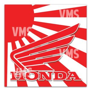 Red and white Honda logo with dynamic sunburst design.