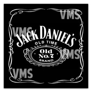 Classic Jack Daniel's Old No. 7 whiskey label design in black and white.