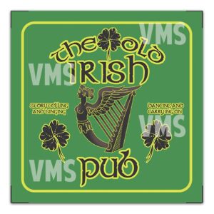 Vintage-style pub logo featuring a skeleton playing bagpipes.