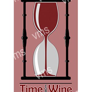 An hourglass filled with wine, symbolizing 'Time is Wine'.