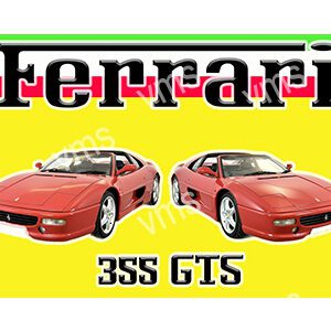 Two red Ferrari 3SS GTS cars with a vibrant yellow background.