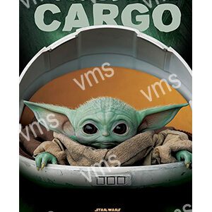 Cute Baby Yoda (Grogu) sitting in his floating pod.