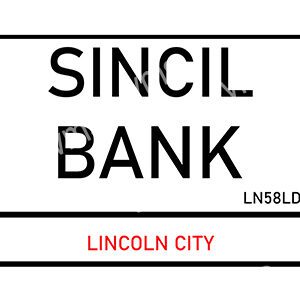 Signboard displaying 'SINCIL BANK' with 'LINCOLN CITY' below.