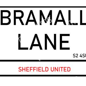 Bramall Lane street sign with Sheffield United reference.