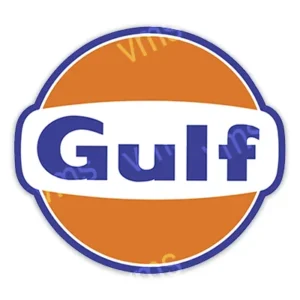 Classic Gulf oil company logo with orange and blue colors.