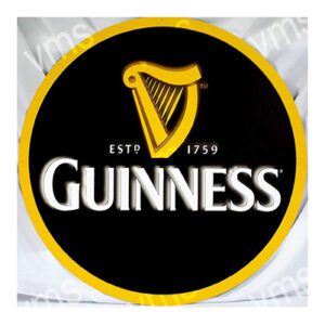 Guinness logo with a harp in black and yellow.