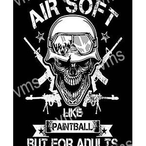 Skull with tactical gear and paintball guns graphic design.