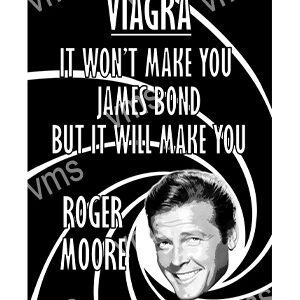 Roger Moore's quote on Viagra and James Bond humor.