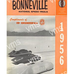 1956 Bonneville National Speed Trials poster with a streamlined car illustration.