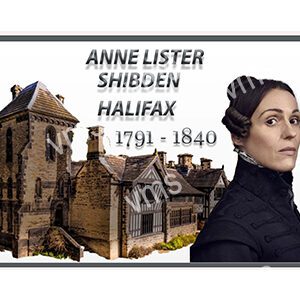 Portrait of Anne Lister with Shibden Hall in Halifax, 1791-1840.