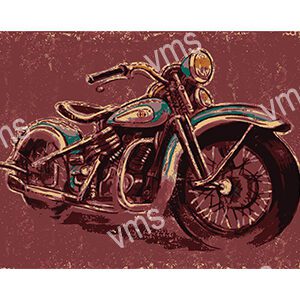 Vintage-style illustration of a classic motorcycle with artistic textures.
