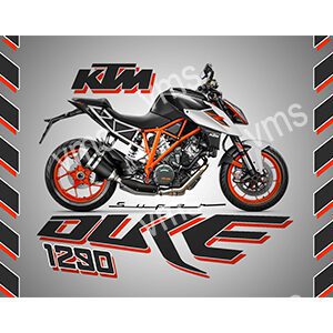 KTM Duke 1290 motorcycle with bold graphics.