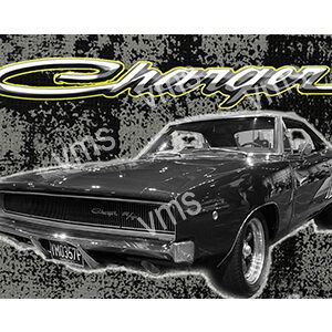 Classic Chevrolet Chevelle muscle car in black and white.