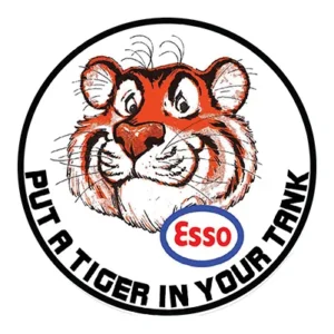 Vintage Esso tiger logo with slogan.