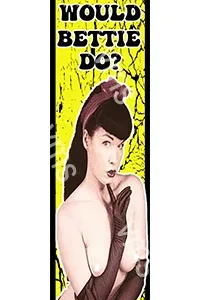 Retro-style woman with finger to lips and text 'DO?' on yellow background.