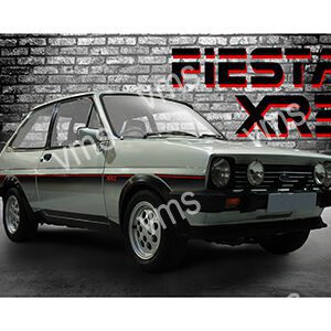 Classic Ford Fiesta XR2 in pristine condition, showcased against a brick wall.