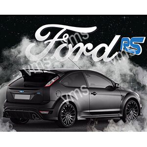 Matte black Ford RS with custom rims and smoke effects.