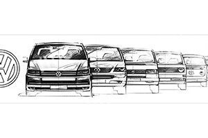 Sketch of four cars lined up side by side.