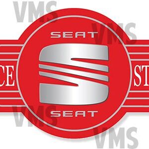 Red and silver SEAT car logo with stylized S.