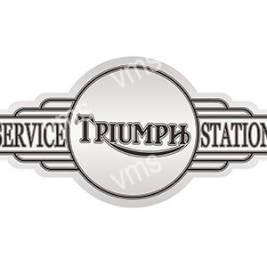 Vintage Triumph service station logo in grayscale.