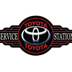 Vintage Toyota Service Station logo with classic design.