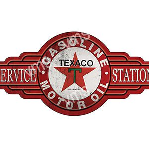 Vintage Texaco gasoline and service station logo with red star and wings.