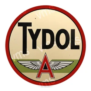 Vintage Tydol logo with winged 'A' in red and black text.