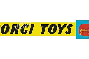 Logo with bold black text 'CORGI TOYS' on a yellow background.