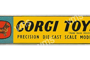 Vintage yellow Corgi Toys label for precision die-cast scale models.