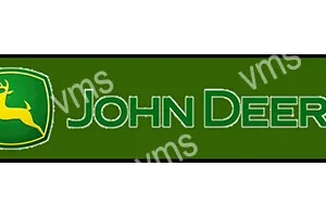 John Deere logo on a green background.