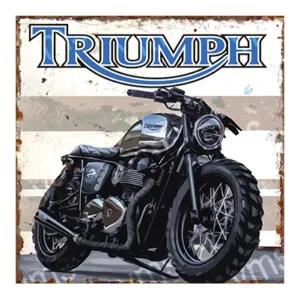 Classic Triumph motorcycle with vintage design and bold styling.