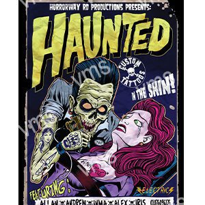 Vintage horror movie poster with a zombie attacking a woman.