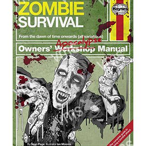 Cover of a Zombie Survival Owners' Workshop Manual with graphic zombie illustration.