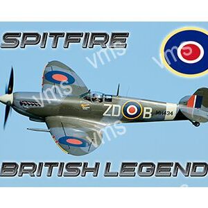 Illustration of a Spitfire, British WWII fighter plane with RAF roundels.