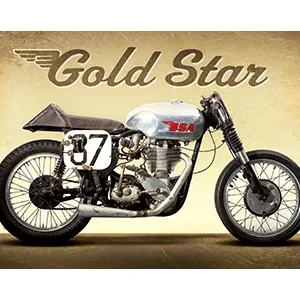 Vintage Gold Star motorcycle with number 87 displayed on the side.