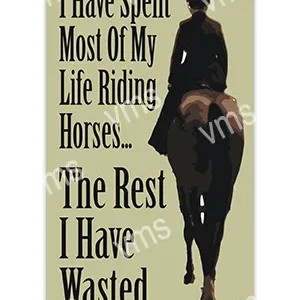 A person riding a horse with a reflective quote about life and horses.