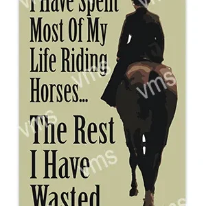 Person riding a horse with a reflective quote about life and horses.