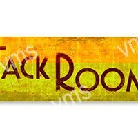 Sign reading 'Back Room' on a textured yellow background.