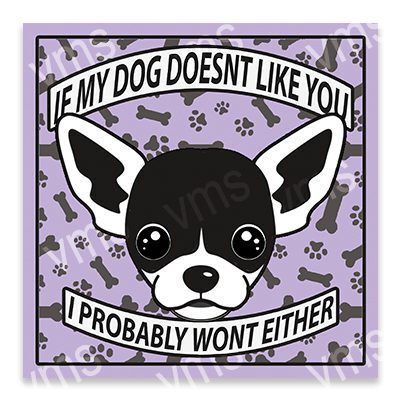 A humorous sign featuring a Boston Terrier and a cheeky message about dogs disliking people.