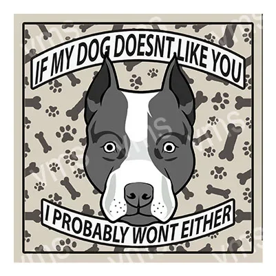 A cartoon dog with a humorous message about liking people.